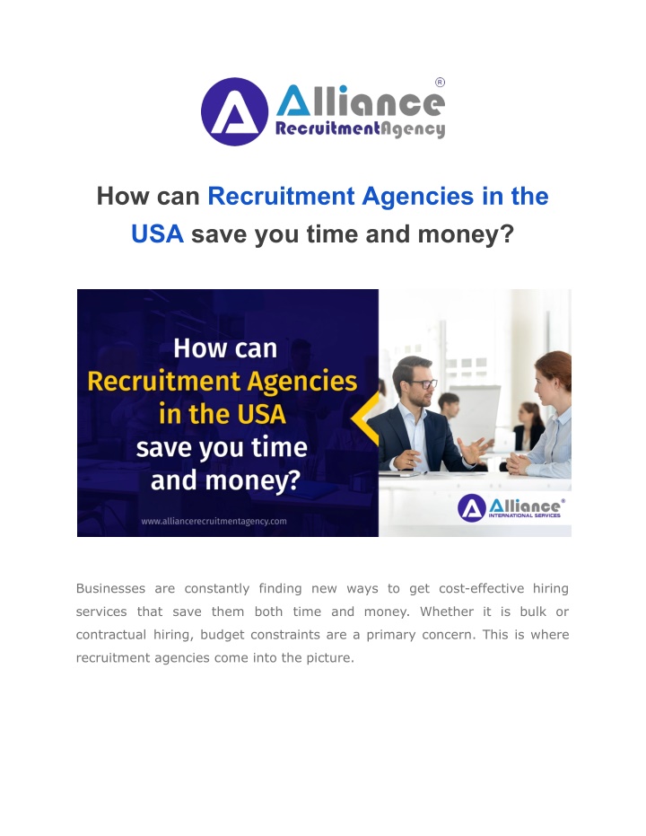 how can recruitment agencies in the usa save