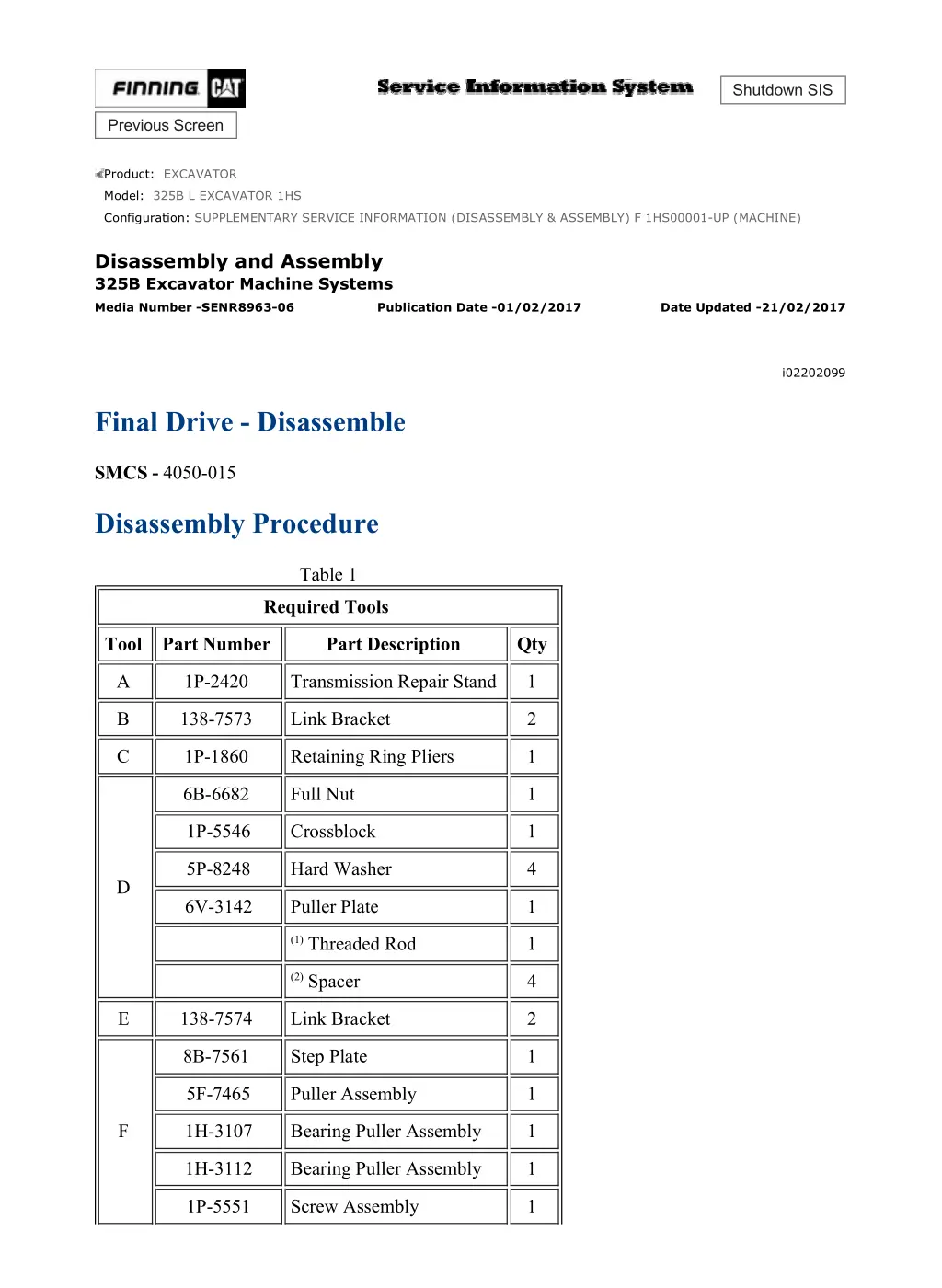 supplementary service information disassembly 25