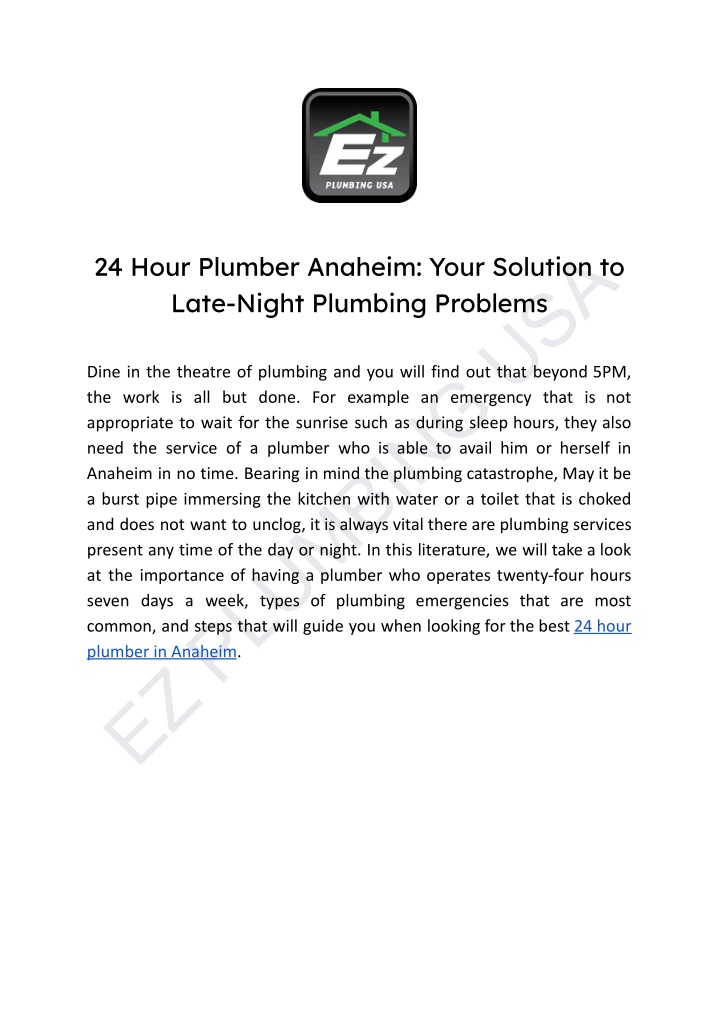 ez plumbing usa