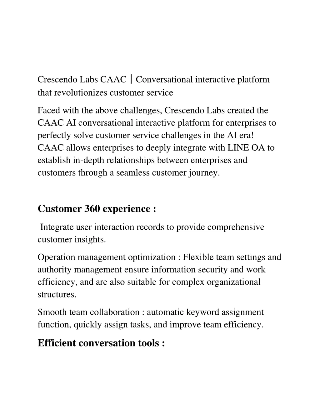 crescendo labs caac conversational interactive