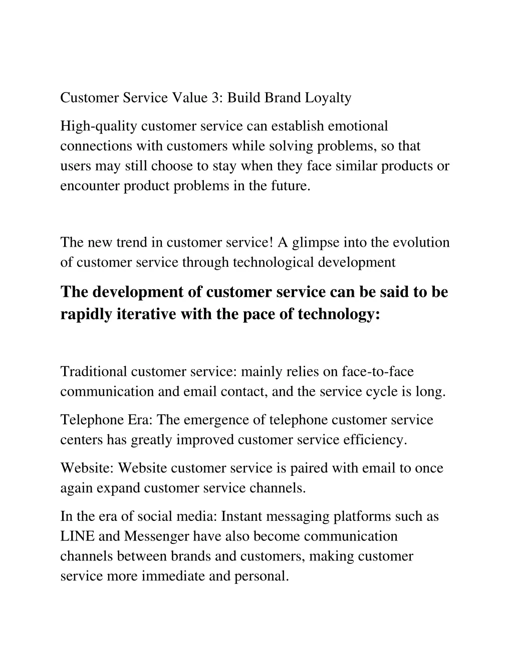 customer service value 3 build brand loyalty