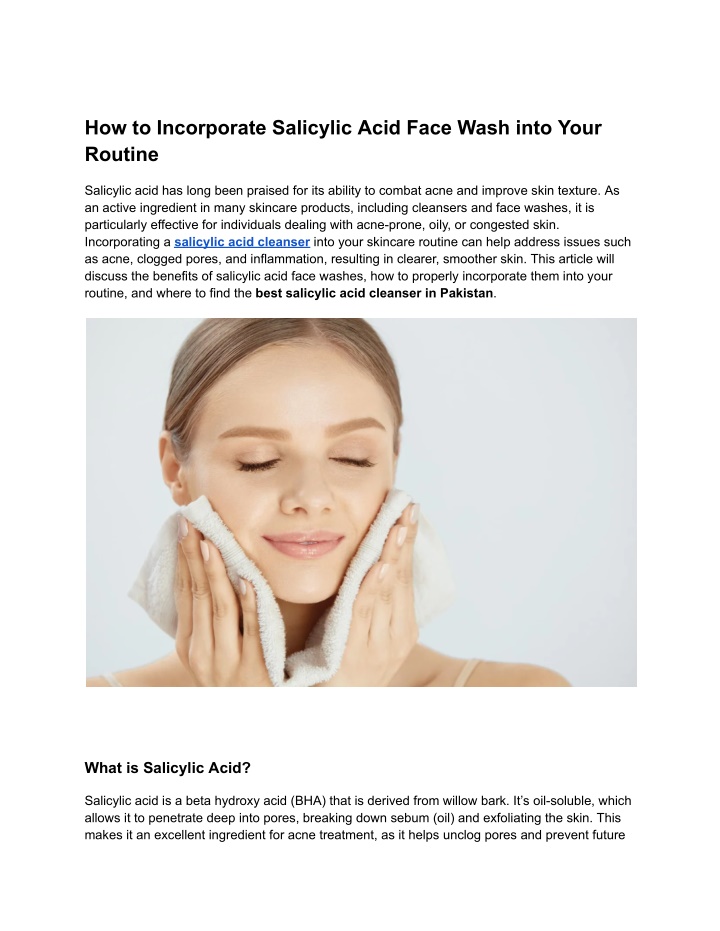 how to incorporate salicylic acid face wash into