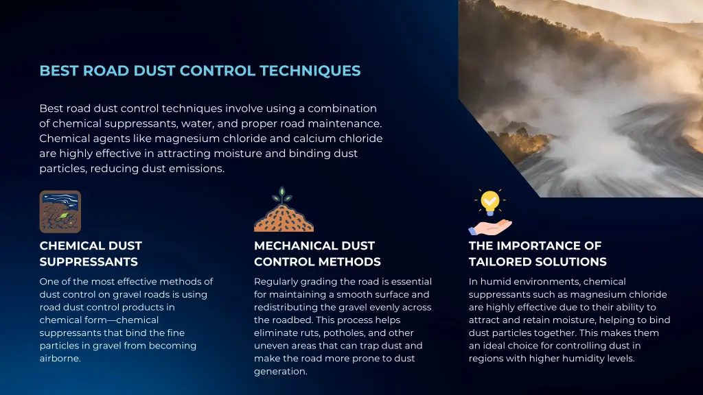 best road dust control techniques