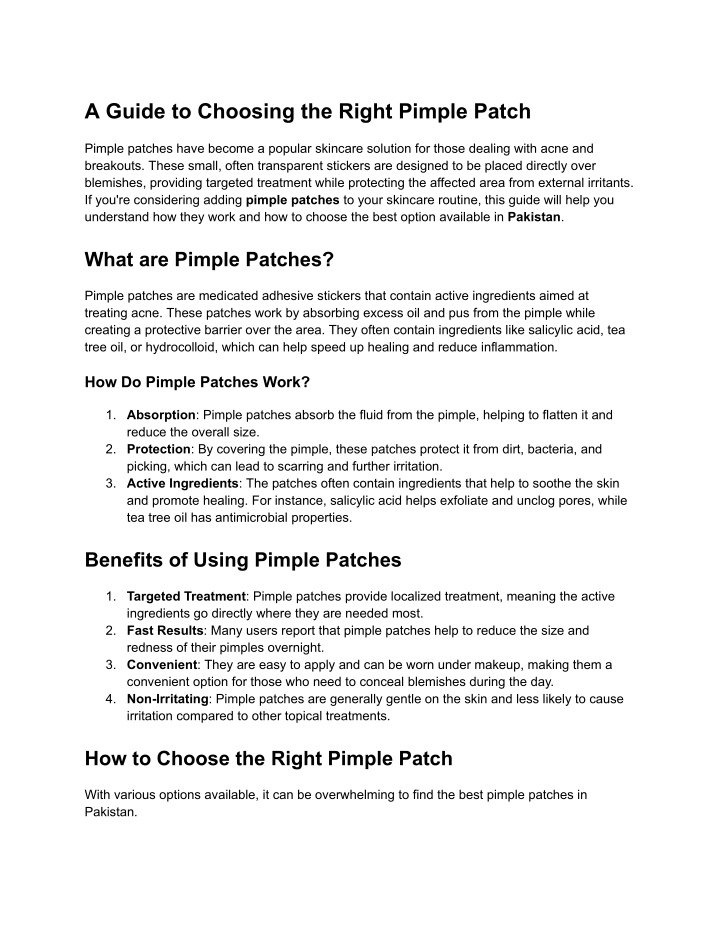 a guide to choosing the right pimple patch