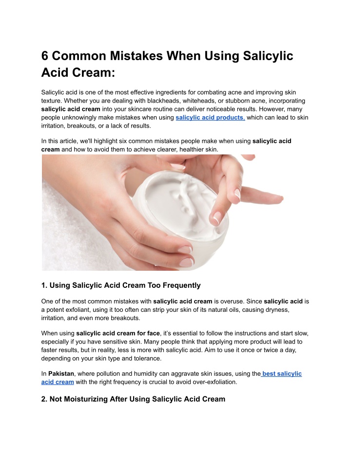 6 common mistakes when using salicylic acid cream