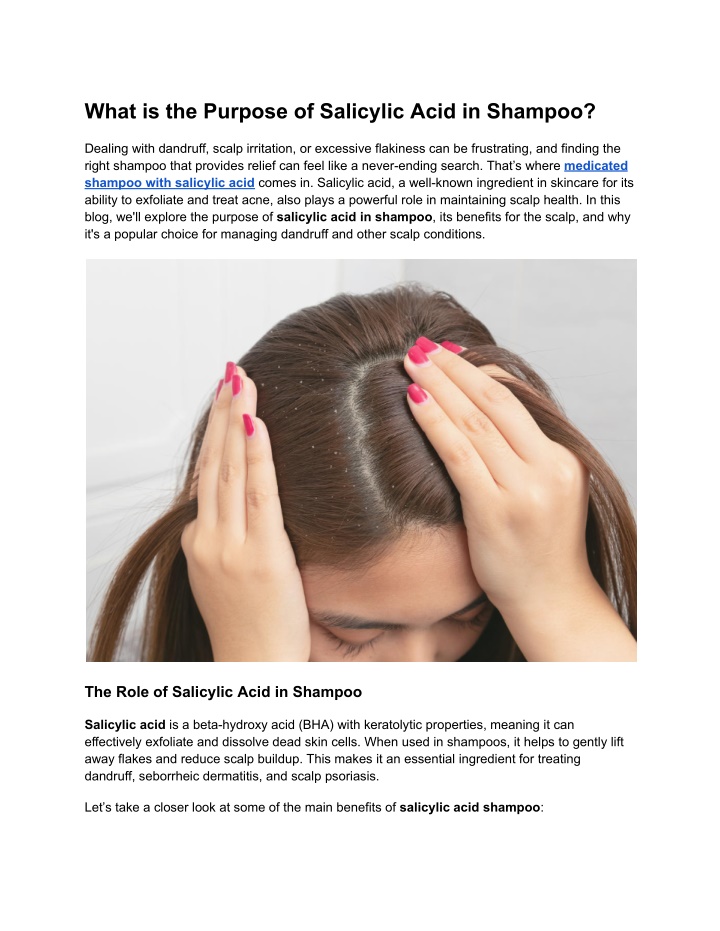 what is the purpose of salicylic acid in shampoo