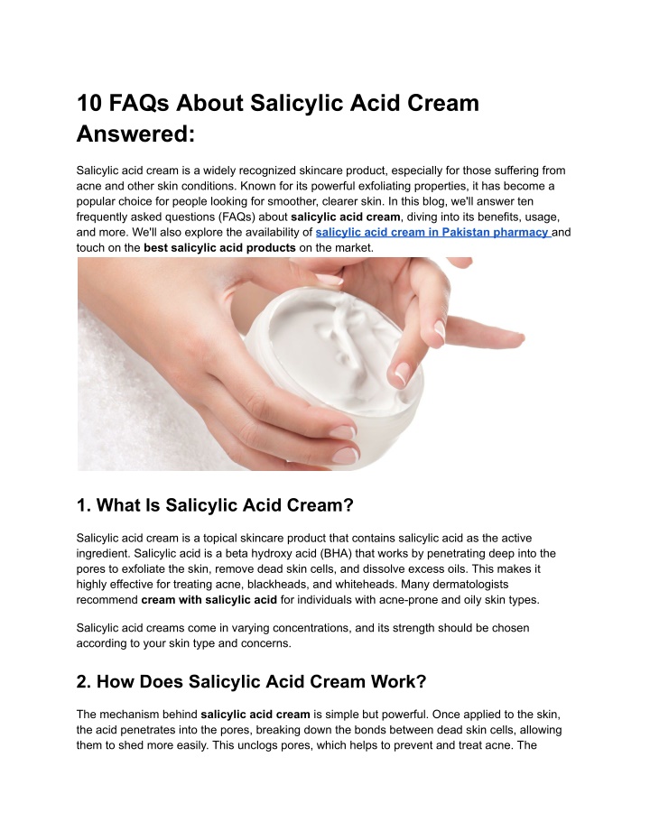 10 faqs about salicylic acid cream answered