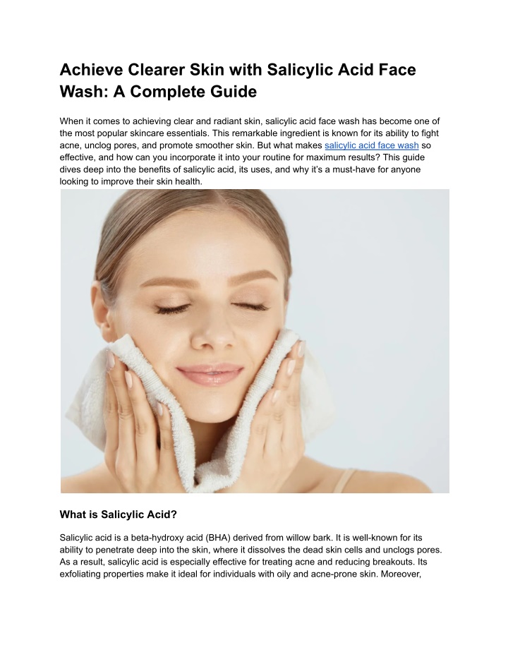 achieve clearer skin with salicylic acid face