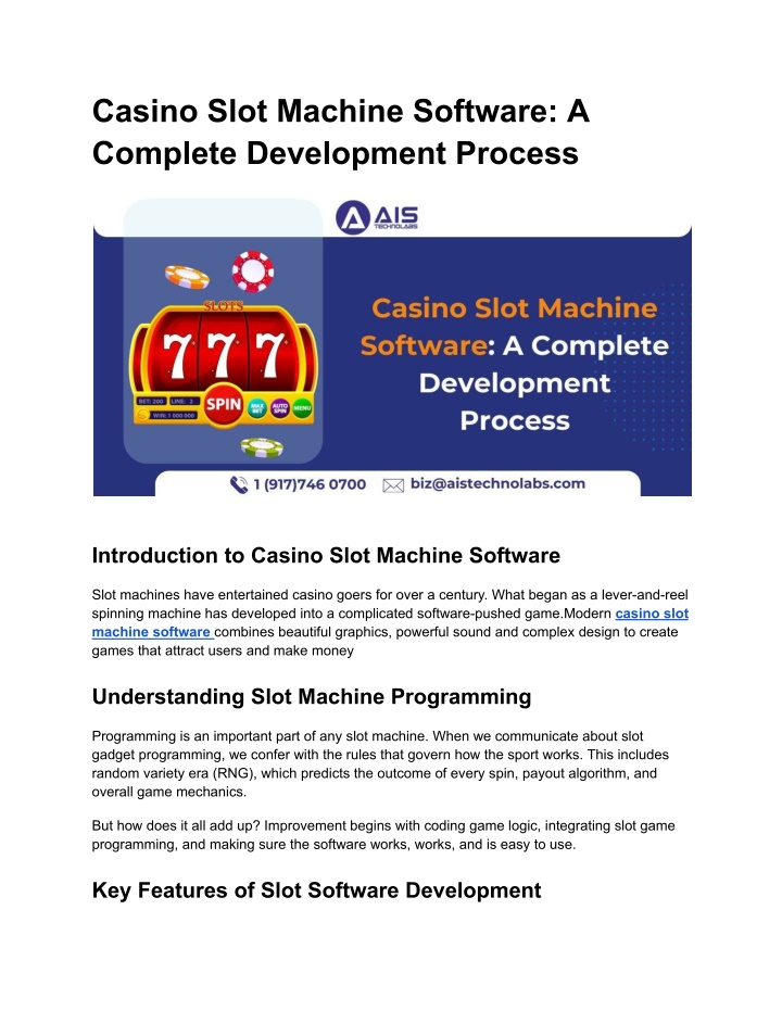 casino slot machine software a complete