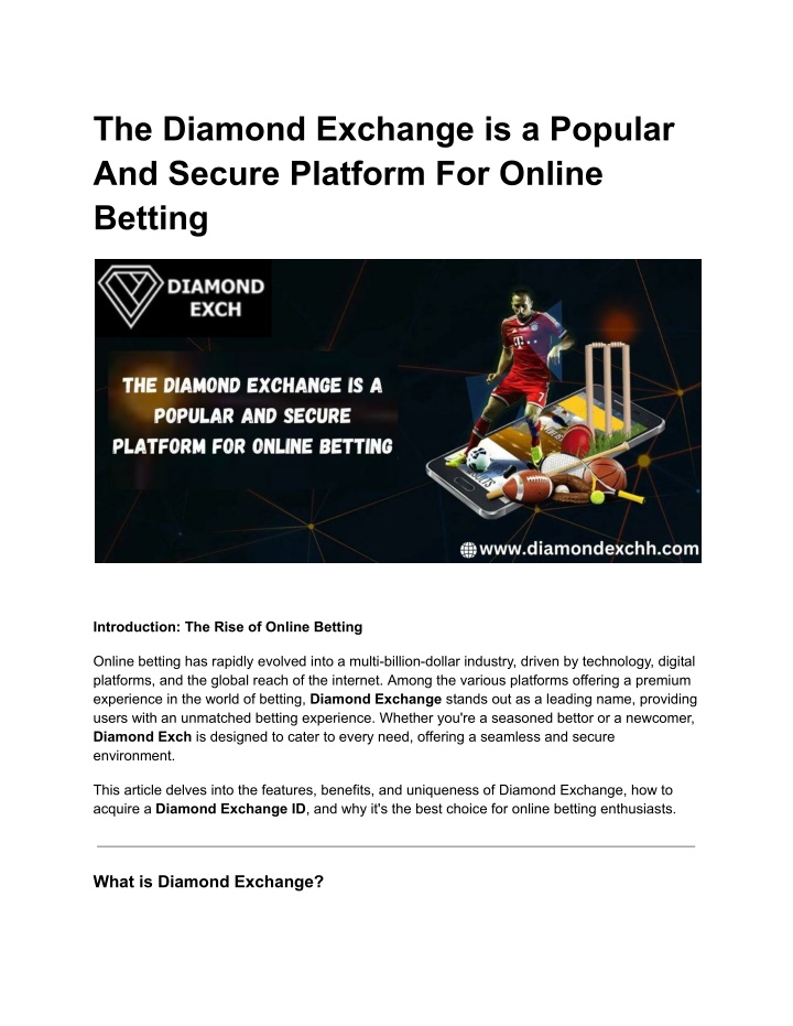 the diamond exchange is a popular and secure