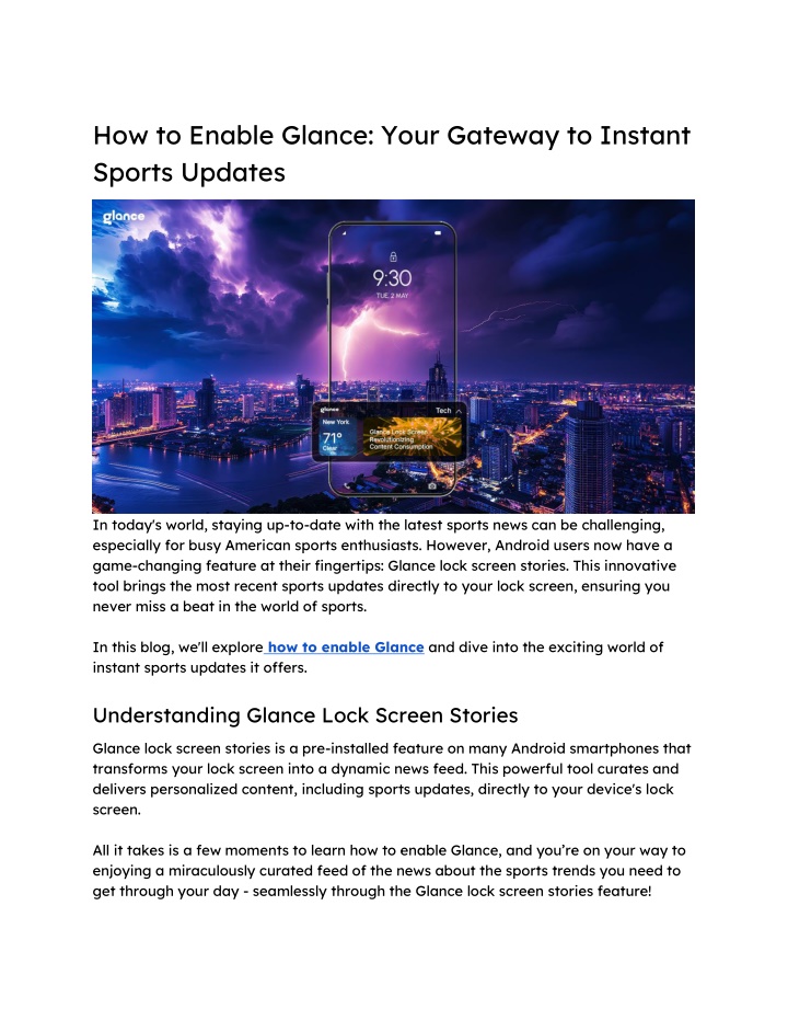 how to enable glance your gateway to instant