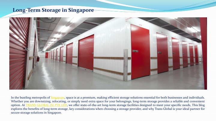 long term storage in singapore