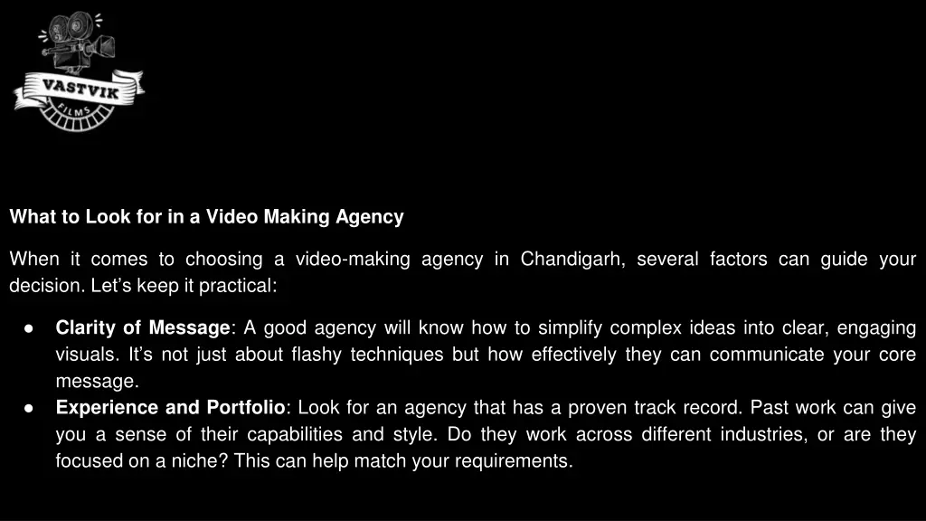 what to look for in a video making agency