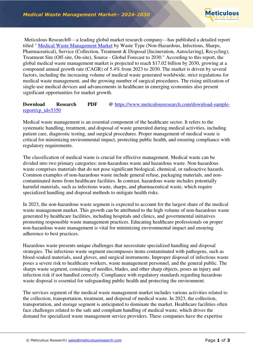 medical waste management market 2024 2030
