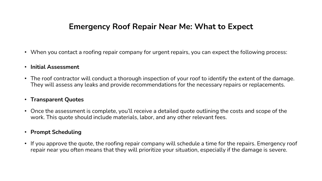 emergency roof repair near me what to expect