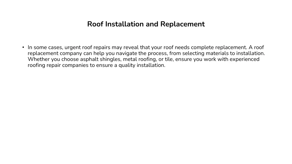 roof installation and replacement