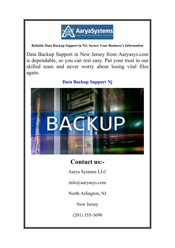 reliable data backup support in nj secure your