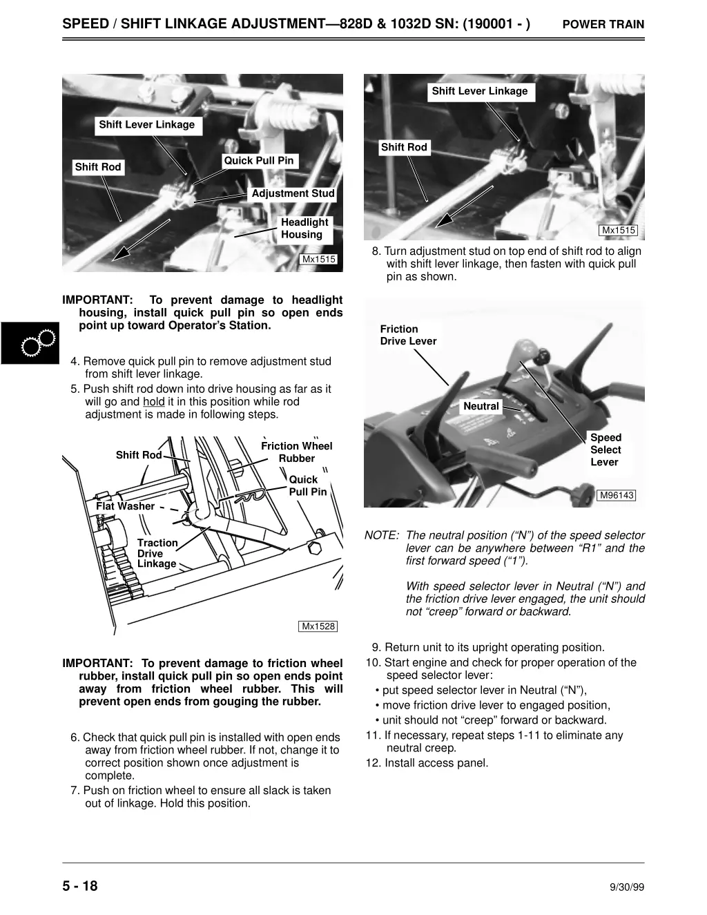 speed shift linkage adjustment 828d 1032d 1