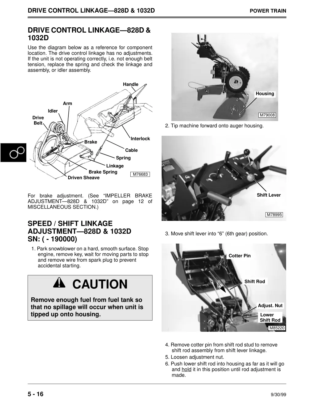 drive control linkage 828d 1032d