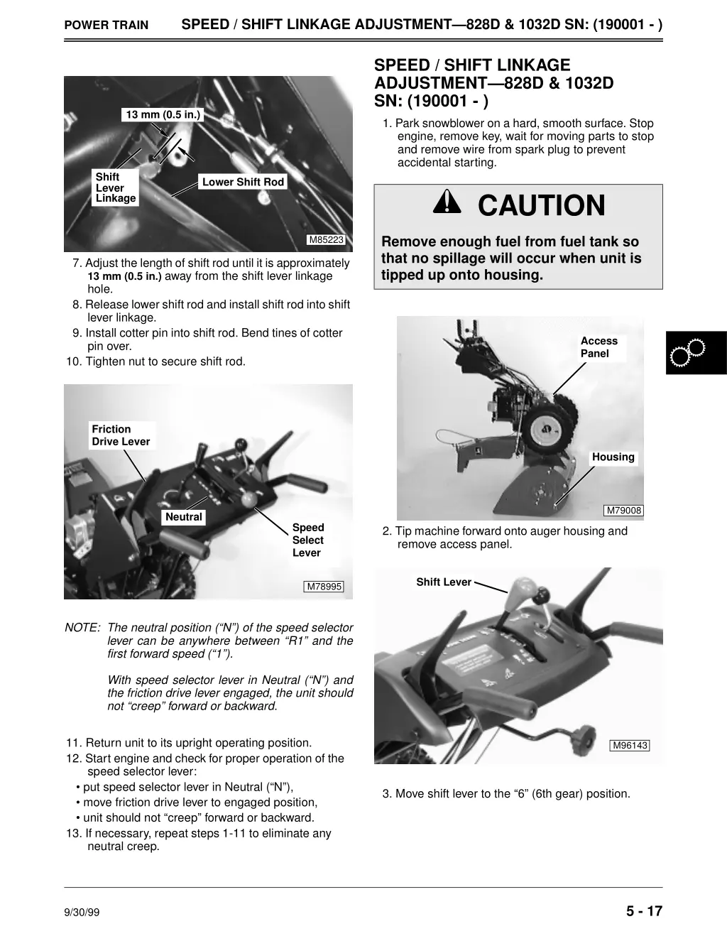 speed shift linkage adjustment 828d 1032d