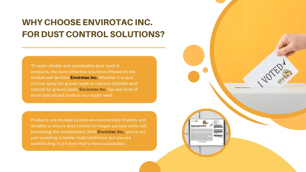 why choose envirotac inc for dust control