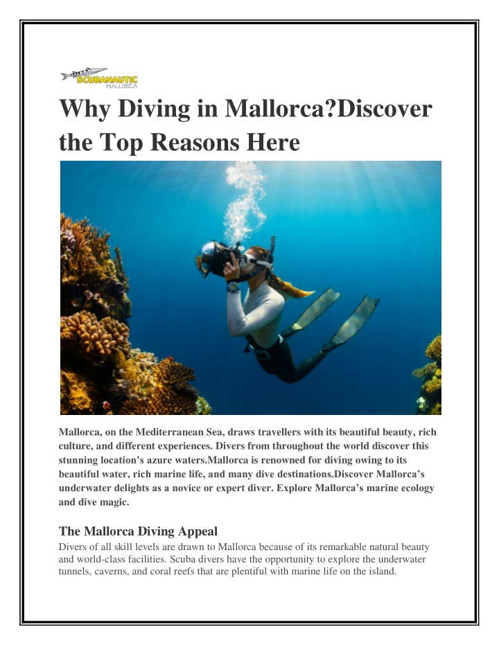 why diving in mallorca discover the top reasons