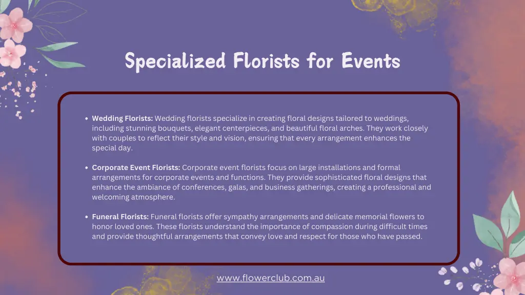 specialized florists for events