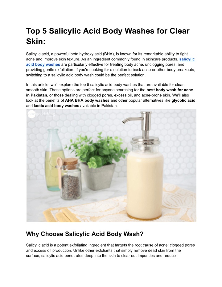 top 5 salicylic acid body washes for clear skin