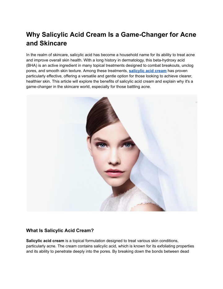 why salicylic acid cream is a game changer