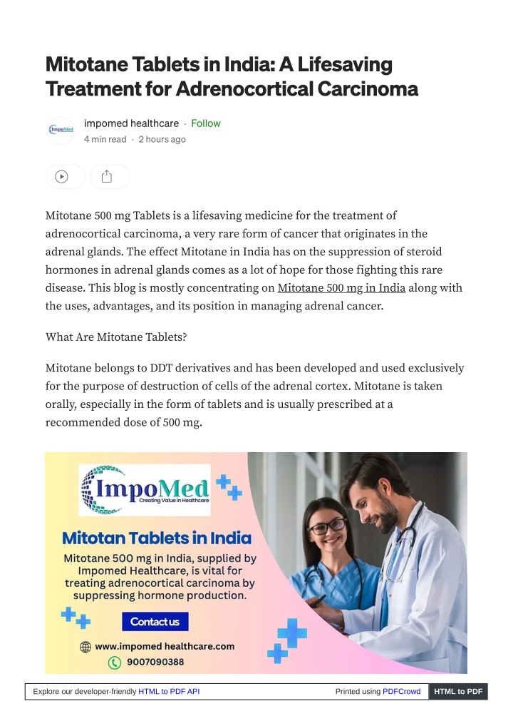 mitotane tablets in india a lifesaving treatment