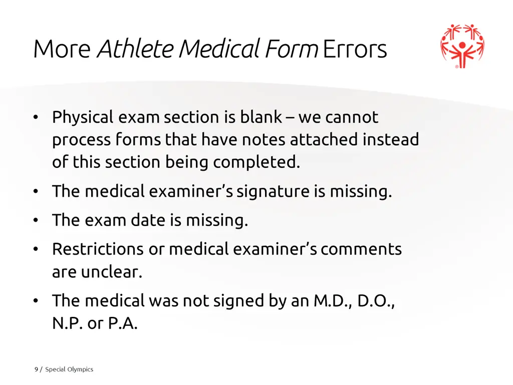 more athlete medical form errors
