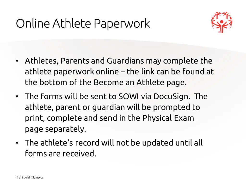 online athlete paperwork