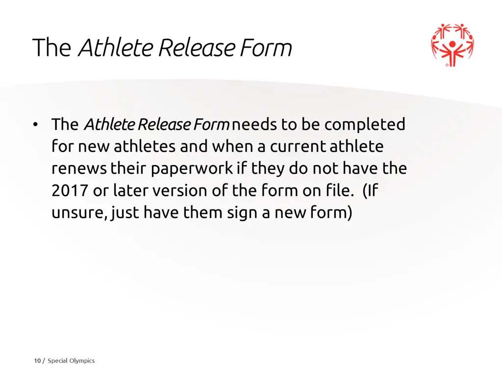 the athlete release form