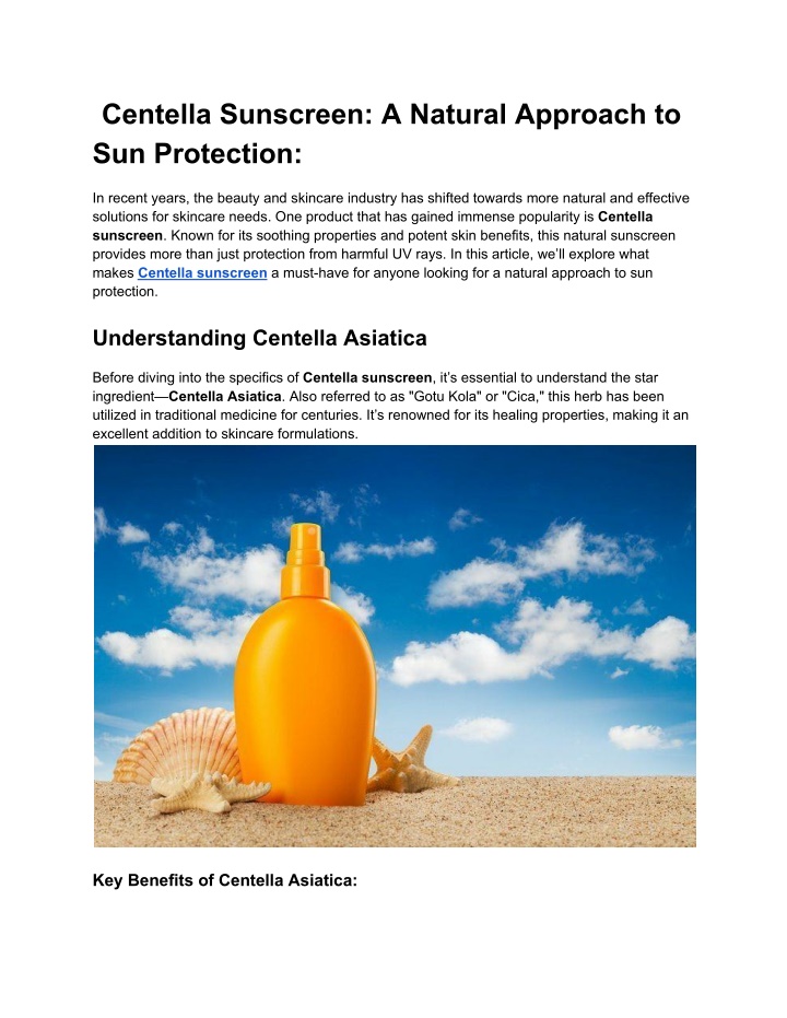 centella sunscreen a natural approach