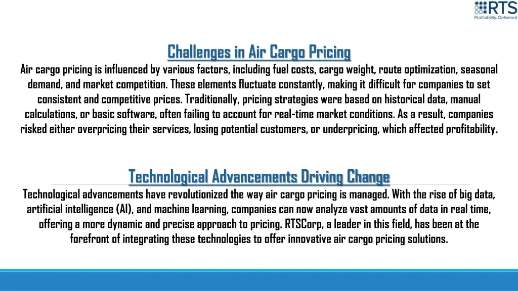 challenges in air cargo pricing