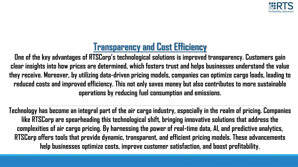 transparency and cost efficiency