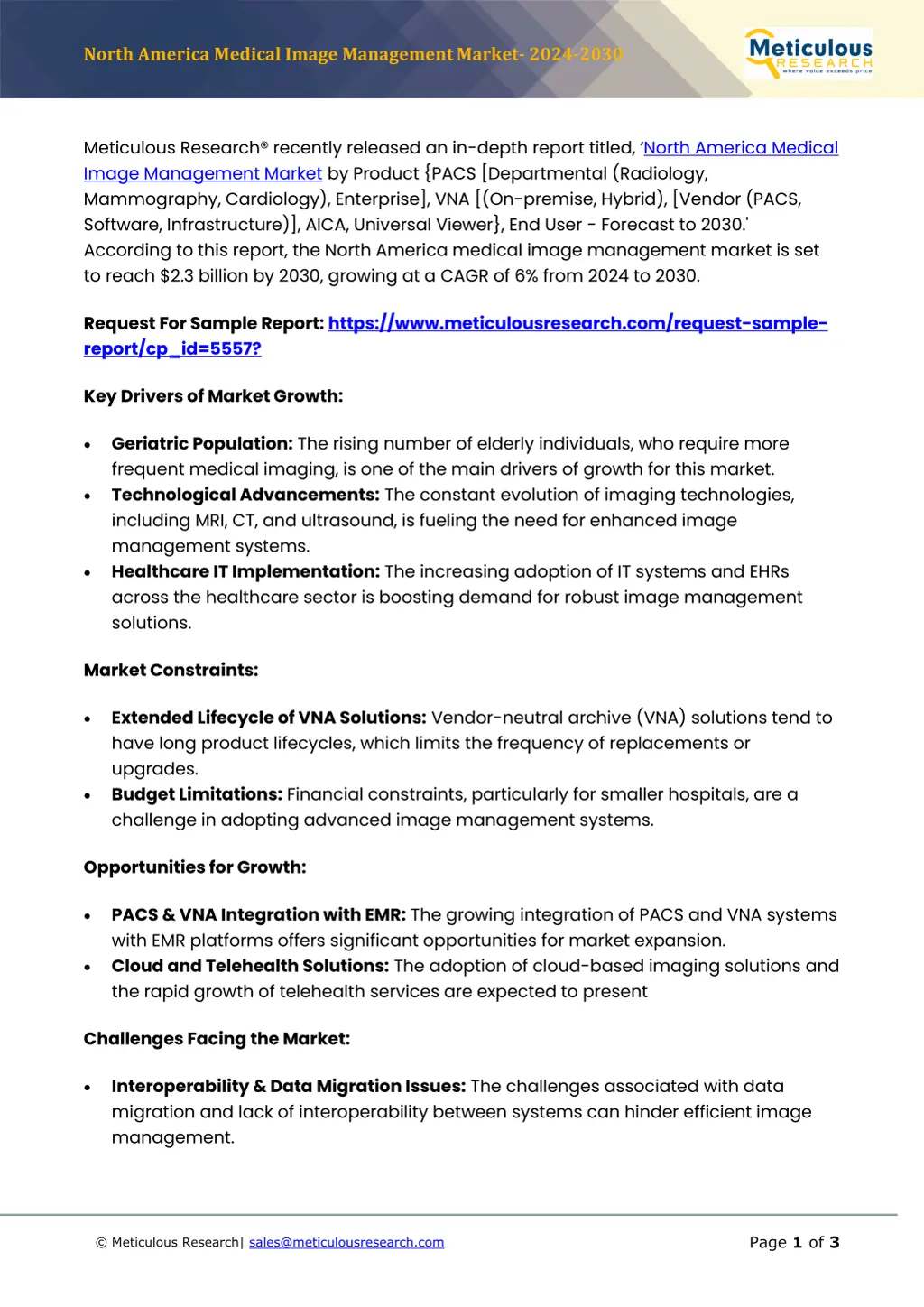 north america medical image management market