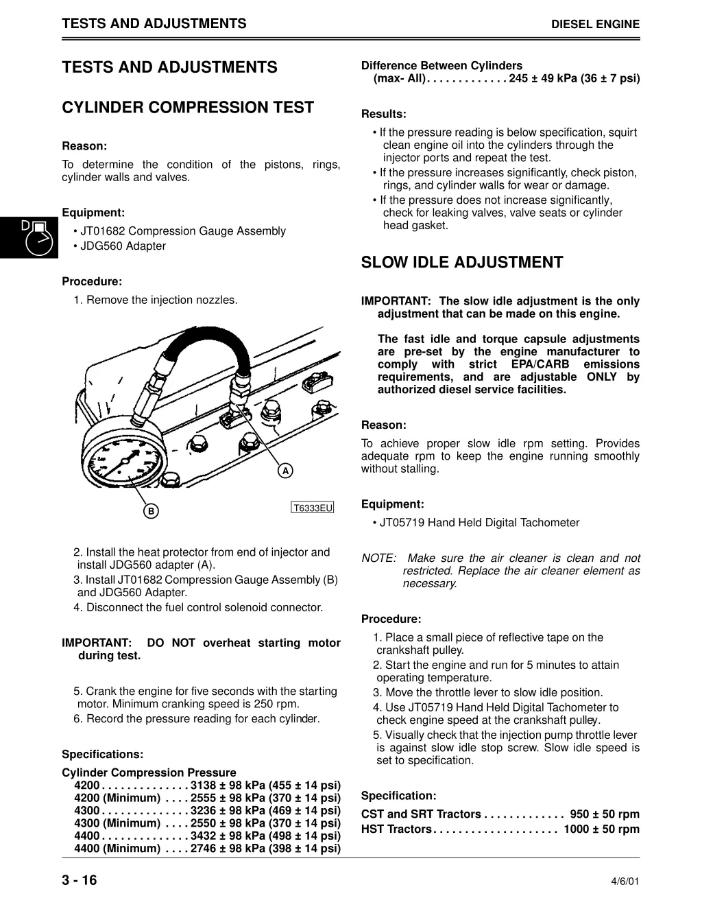 tests and adjustments