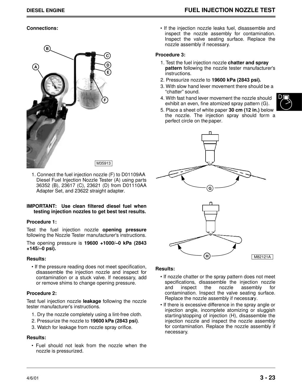 fuel injection nozzle test