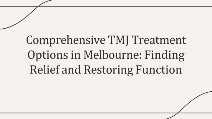 comprehensive tmj treatment options in melbourne