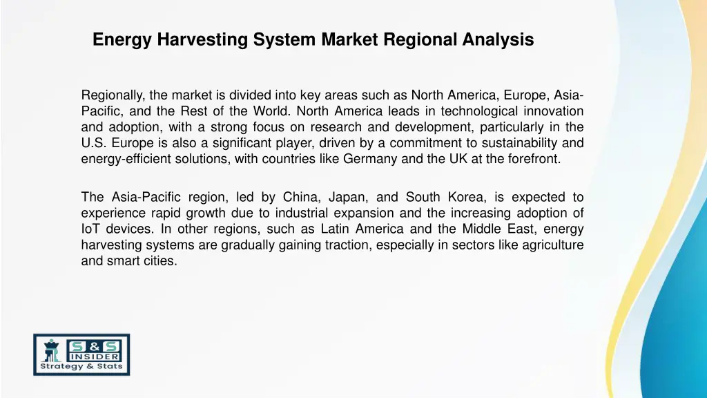 energy harvesting system market regional analysis