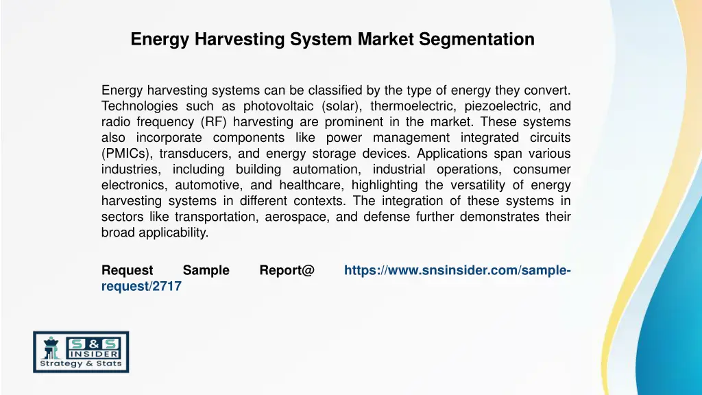 energy harvesting system market segmentation