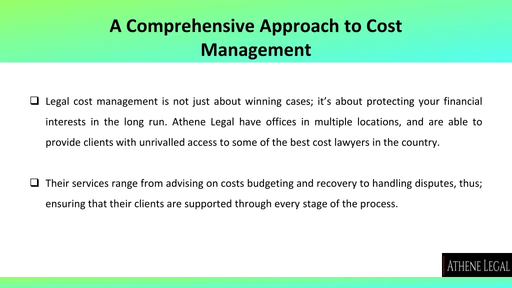 a comprehensive approach to cost management