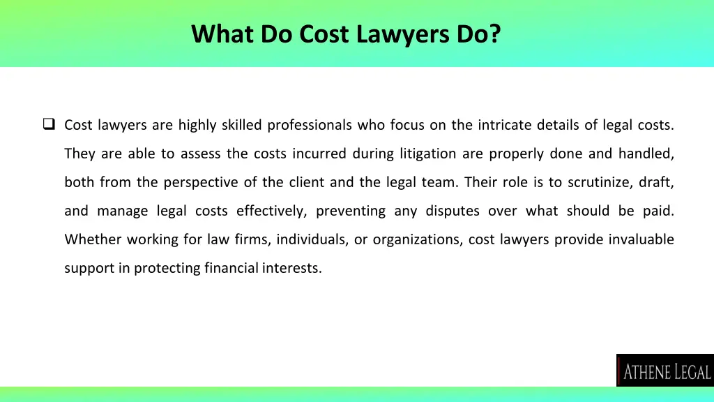 what do cost lawyers do