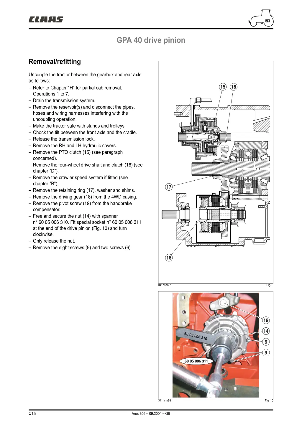 gpa 40 drive pinion 1