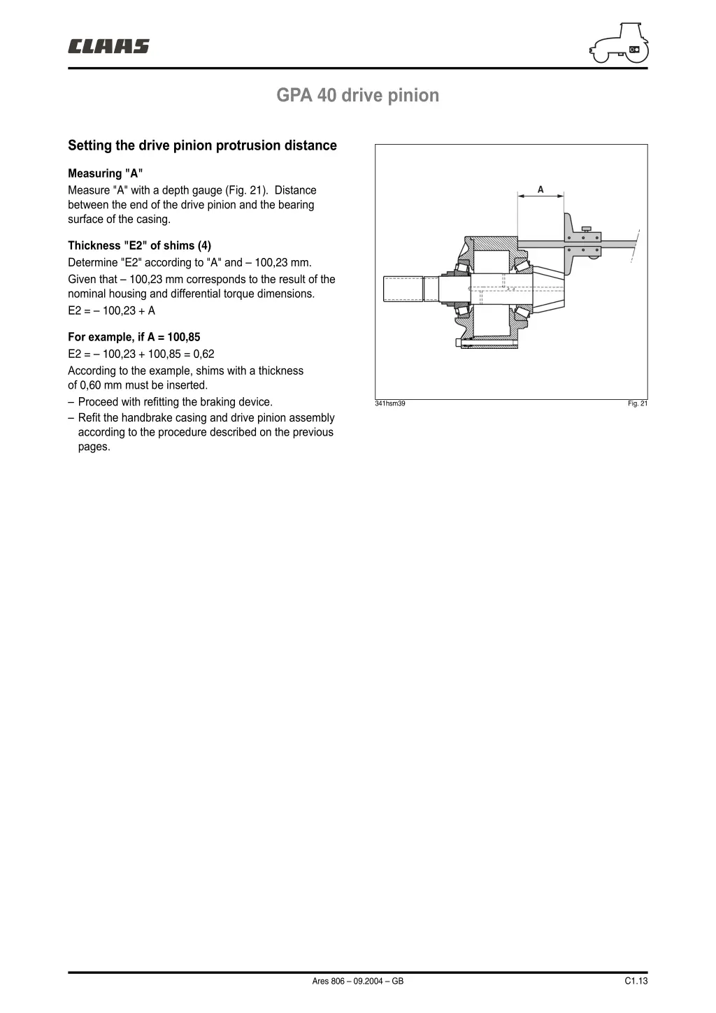 gpa 40 drive pinion 6