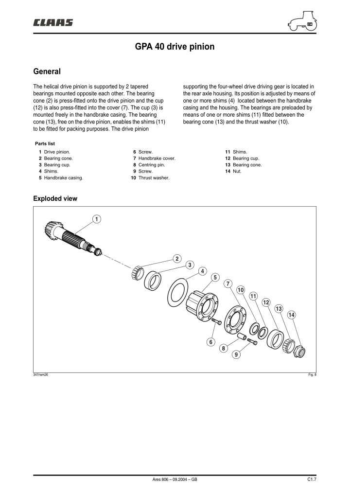 gpa 40 drive pinion