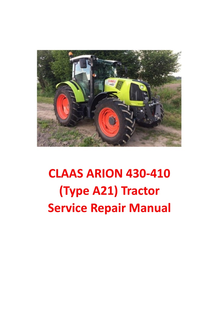 claas arion 430 410 type a21 tractor service