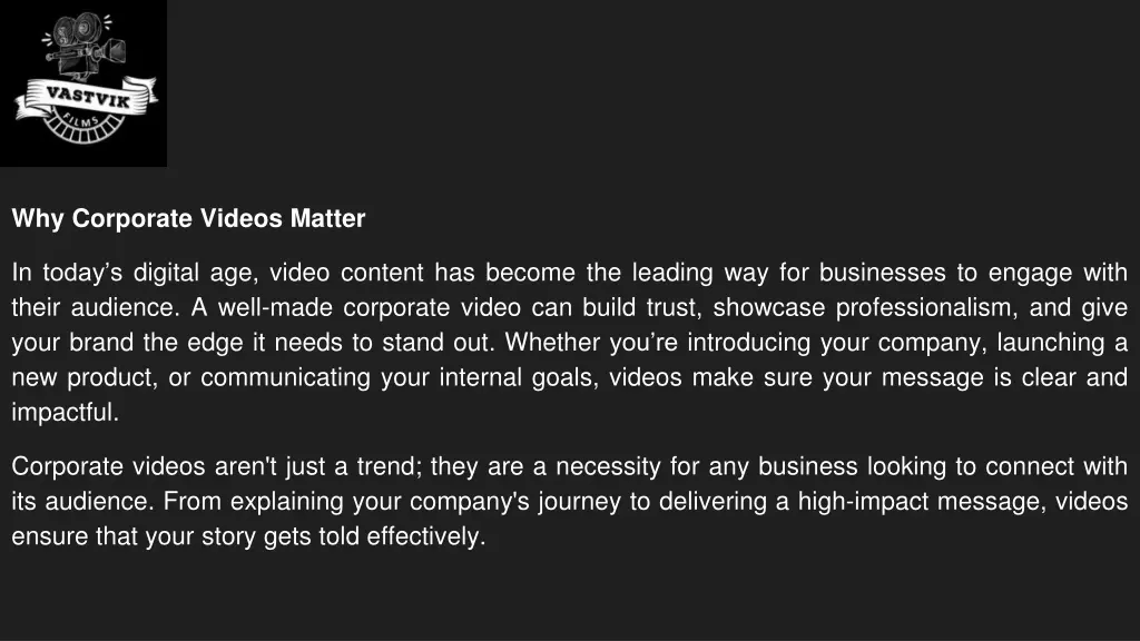 why corporate videos matter