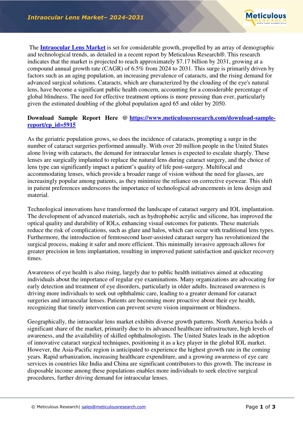 intraocular lens market 2024 2031